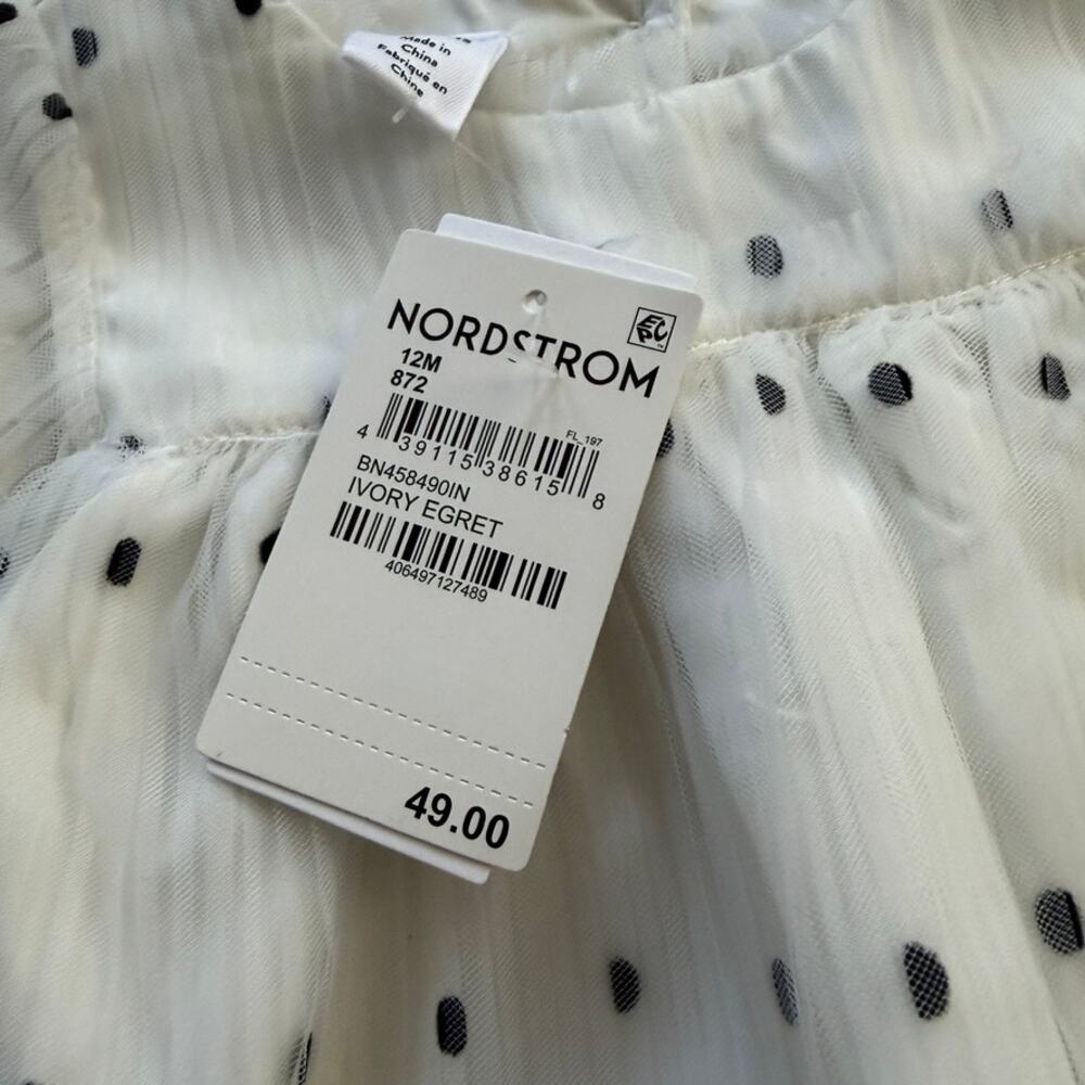 NWT Nordstrom Polka Dot Dress White Tulle Girls 12 Month Formal - Picture 3 of 3